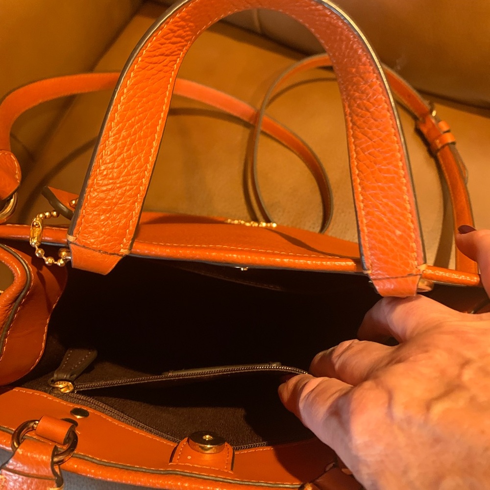 BOMBSHELL SALE!🌼 COACH LTHR TOTE SATCHEL DEEP BRIGHT LIVELY SUNSET PUMPKINY $375 - Picture 9 of 11